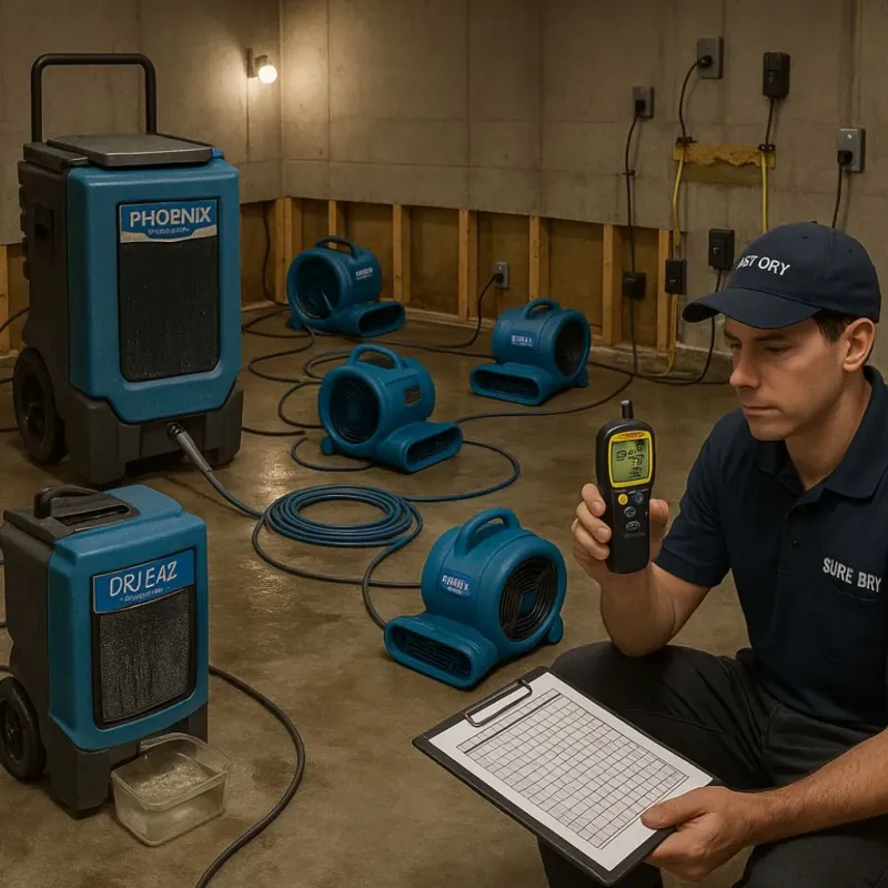 Structural Drying and Dehumidification process in Prosper, TX